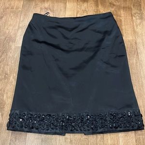 Silk black midi skirt